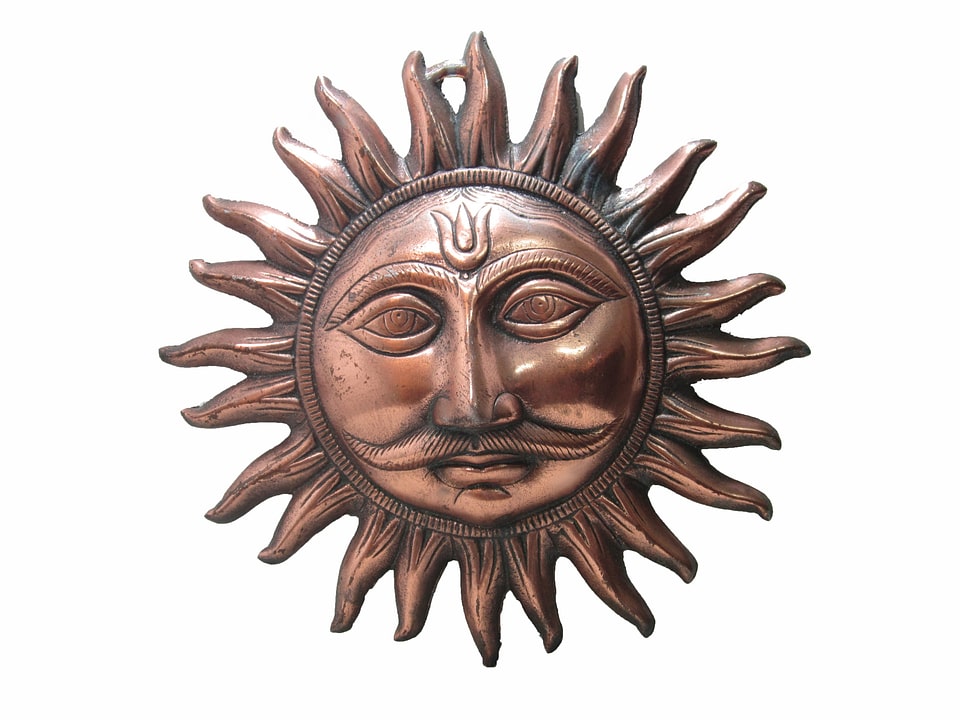 Copper finish bronze sun
