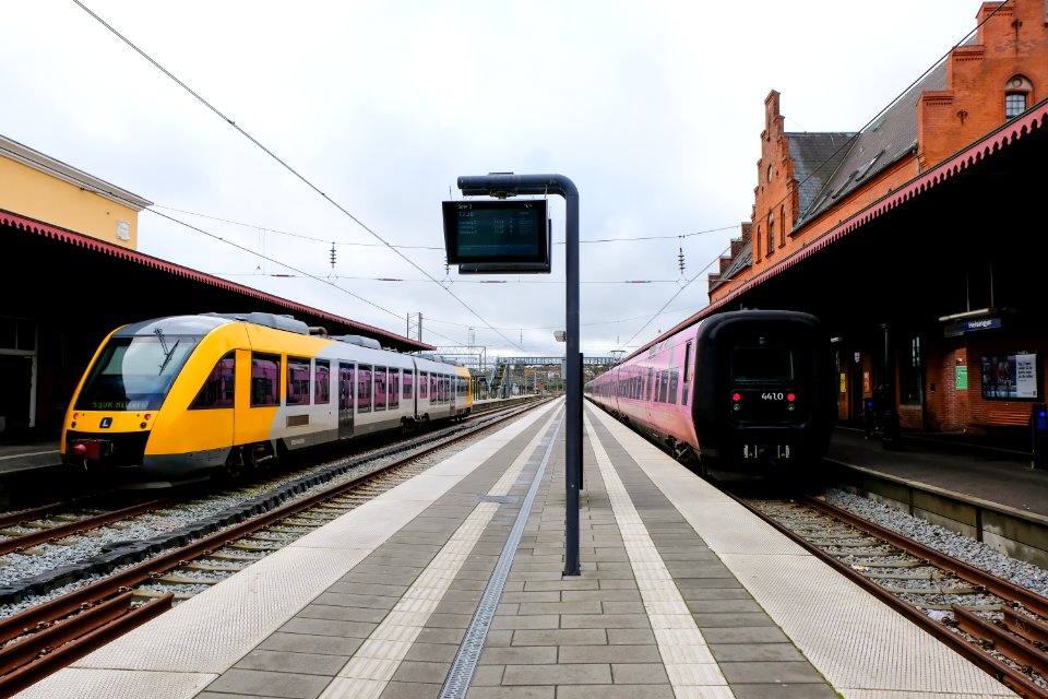 Trains in an Empty Train Station photo