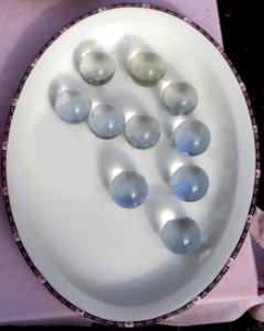 clear glass balls in oval plate