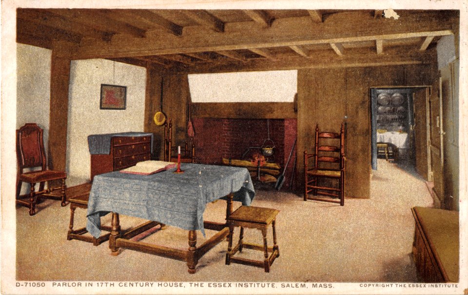 D71050 PARLOR IN 17TH CENTURY HOUSE THE ESSEX INSTITUTE SALEM MASSACHUSETTS