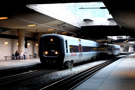 Copenhagen Train Arriving in Station photo