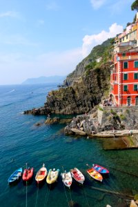 Colorful Boats at the Fishing Harbor of Riomaggiore, Cinque Terre photo