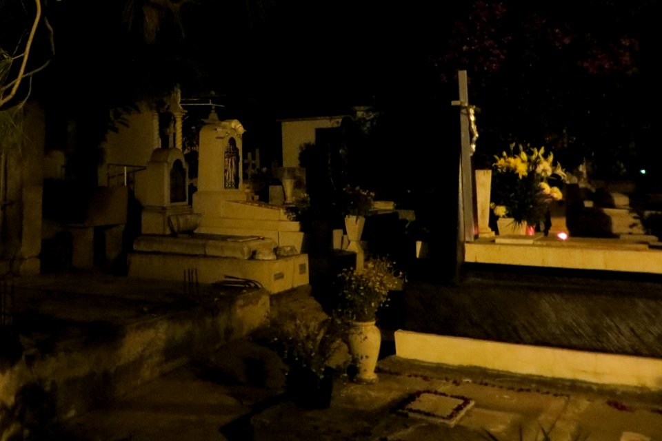 Oaxaca cemetery at night