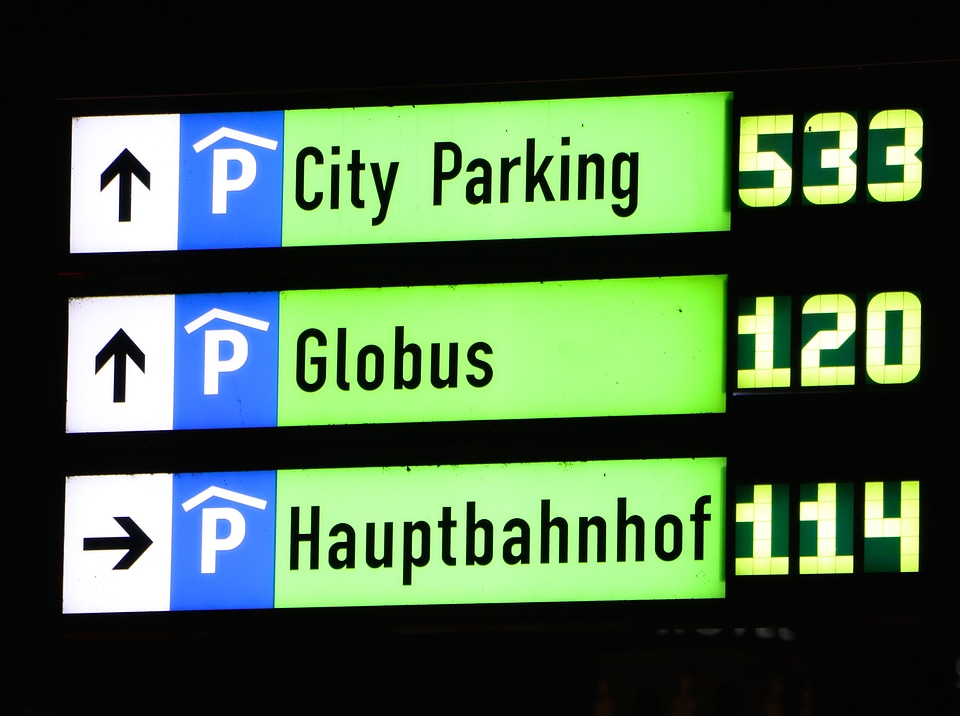 Free parking information board bright
