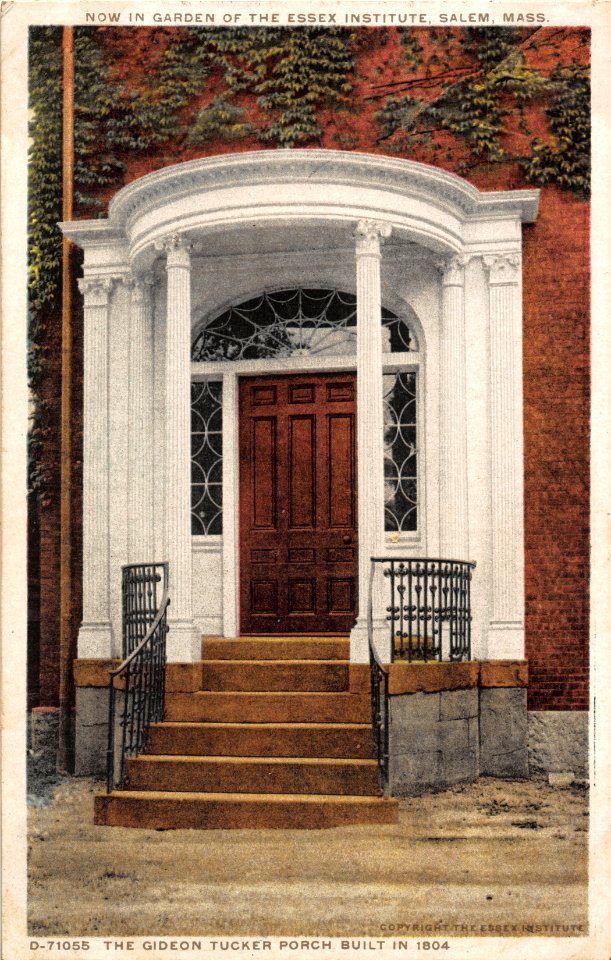 D71055 THE GIDEON TUCKER PORCH BUILD IN 1904 NOT IN GARDEN OF THE ESSEX INSTITUTE SALEM MASSACHUSETTS