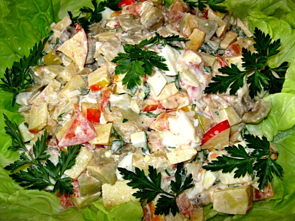eggplant salad tomatoes apples