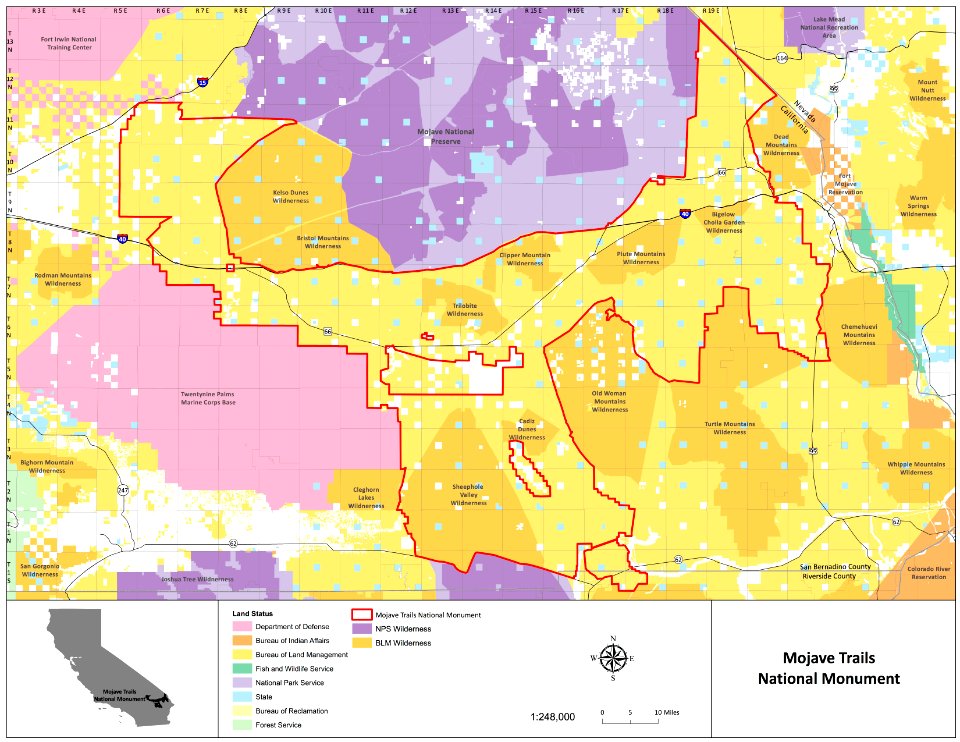 Mojave Trails National Monument map