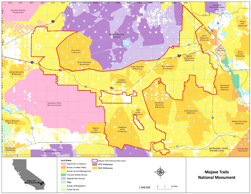 Mojave Trails National Monument map photo