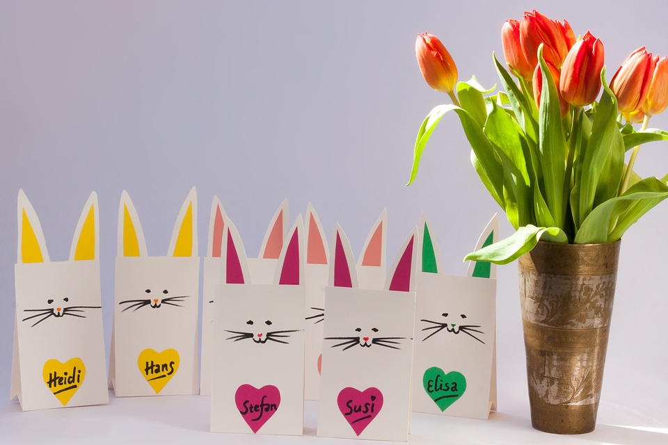 Paper bunny stand table decoration