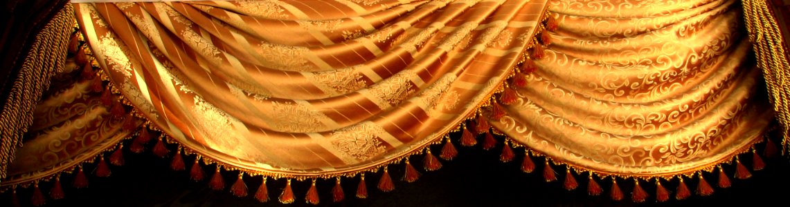 gold swag curtain with design photo