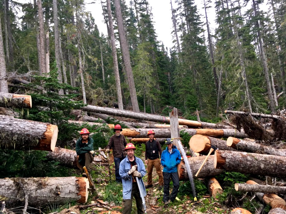 201908 MtHood Mt Hood Trail Crew after clearing a portion of trail in Mt Hood Wilderness.