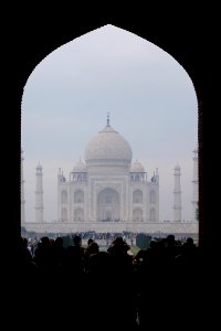 View From the Entrance of Taj Mahal on a Foggy Morning photo