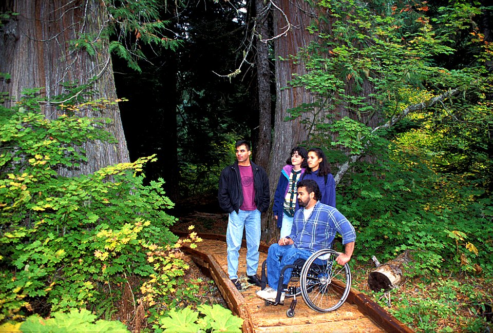 Latino Family using Accessible Trail at Lost Lake-Mt Hood