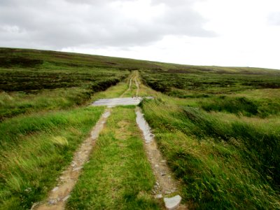 Remote moorland road photo