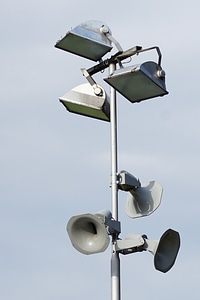 Lamps speakers sports ground photo