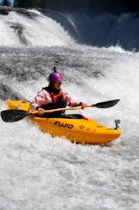 Woman White Water Kayaking, Mt Hood National Forest