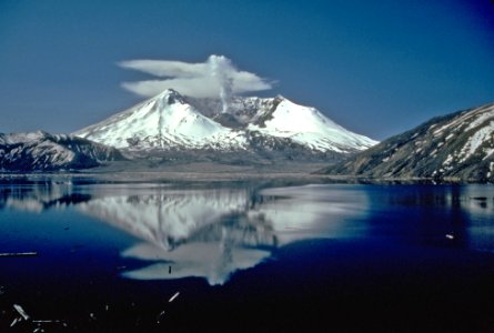 MSH82 Mount St. Helens Reflection Across Spirit Lake, Gifford Pinchot NF, WA 5-19-82