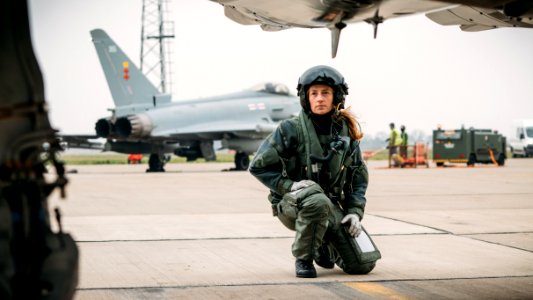 Female RAF Eurofighter Typhoon pilot photo