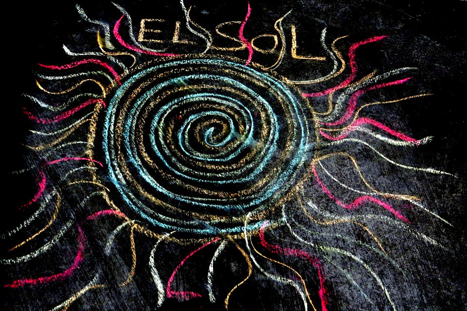 sun, chalk drawing