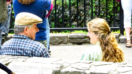 US Forest Service Field Ranger talking with Man-Columbia River Gorge