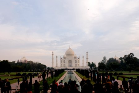 Tourists Taking Photos in Front of Taj Mahal photo