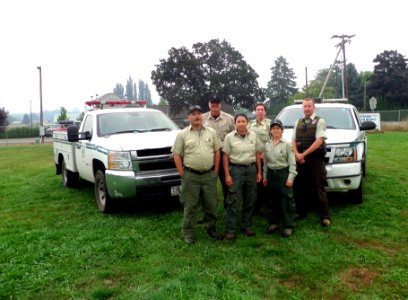 Left to right James Seymour USFS; Dan North, Great Lakes Indian Fish &Wildlife Commission; Margoth Dunson USFS; Rebecca Francis USFS; Sharon Steriti USFS; Brian Richardson, Fish & Wildlife Service