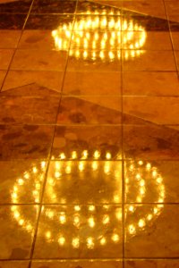 lights reflected in floor