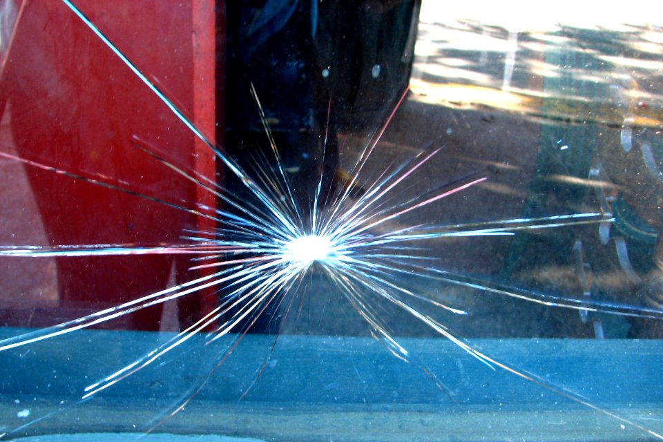 star-shaped glass break