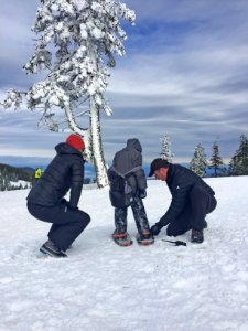 Putting on Snowshoes, Rogue River Siskiyou National Forest photo