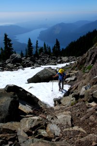 Susan Climbing Mt Ellinor, Olympic National Forest
