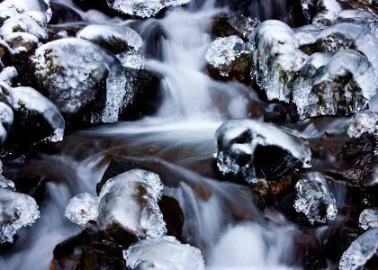 ICICLES ON ROCKS COLUMBIA RIVER GORGE photo