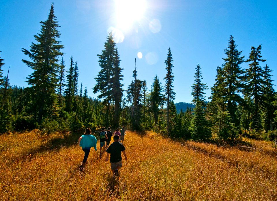 Kulshan Creek Youth Program - Walking through Schriebers Meadow, Mt Baker Snoqualmie National Forest