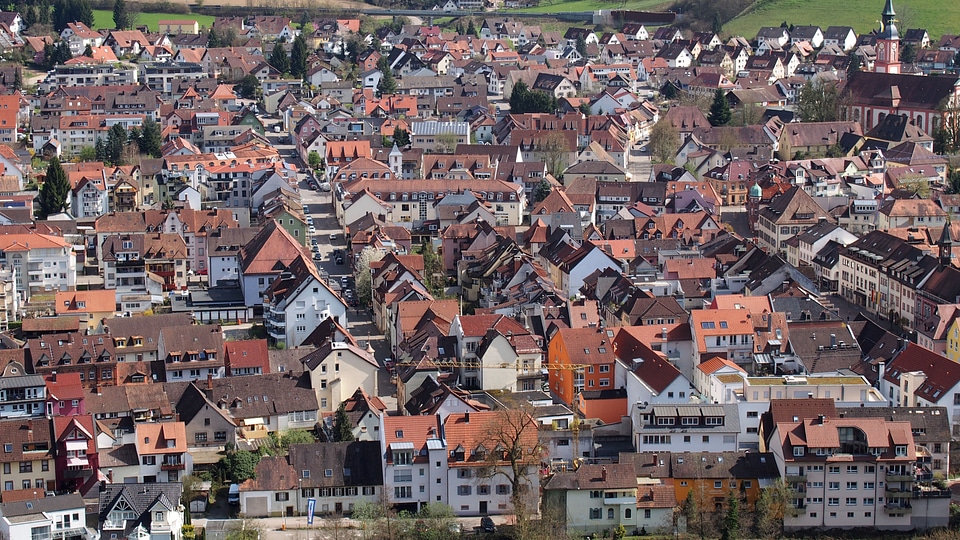 Bird's eye view black forest town photo