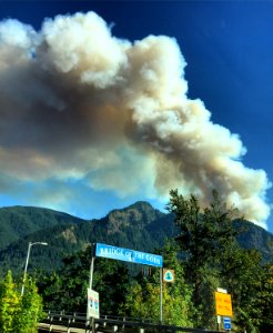 Smoke visible on Sept 6, 2017 from the Washington side of the river. photo