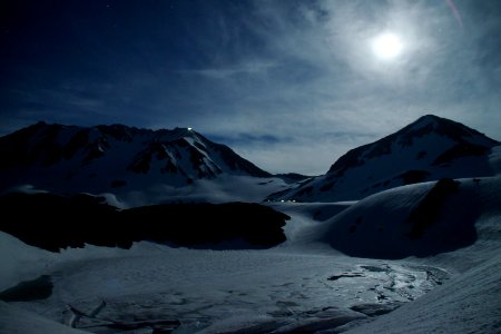 Snowy Mountain and the Moon photo