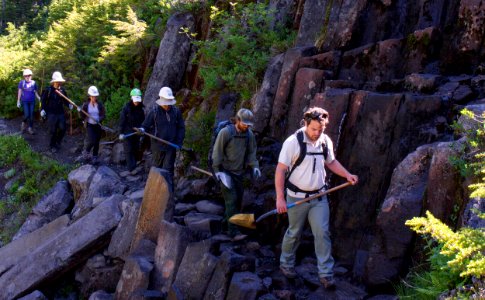 Volunteer Clean Up Group on Trail, Mt Baker Snoqualmie National Forest photo