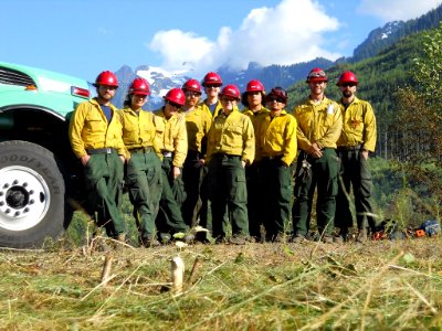 Firefighter Crew by truck, Mt Baker Snoqualmie National Forest