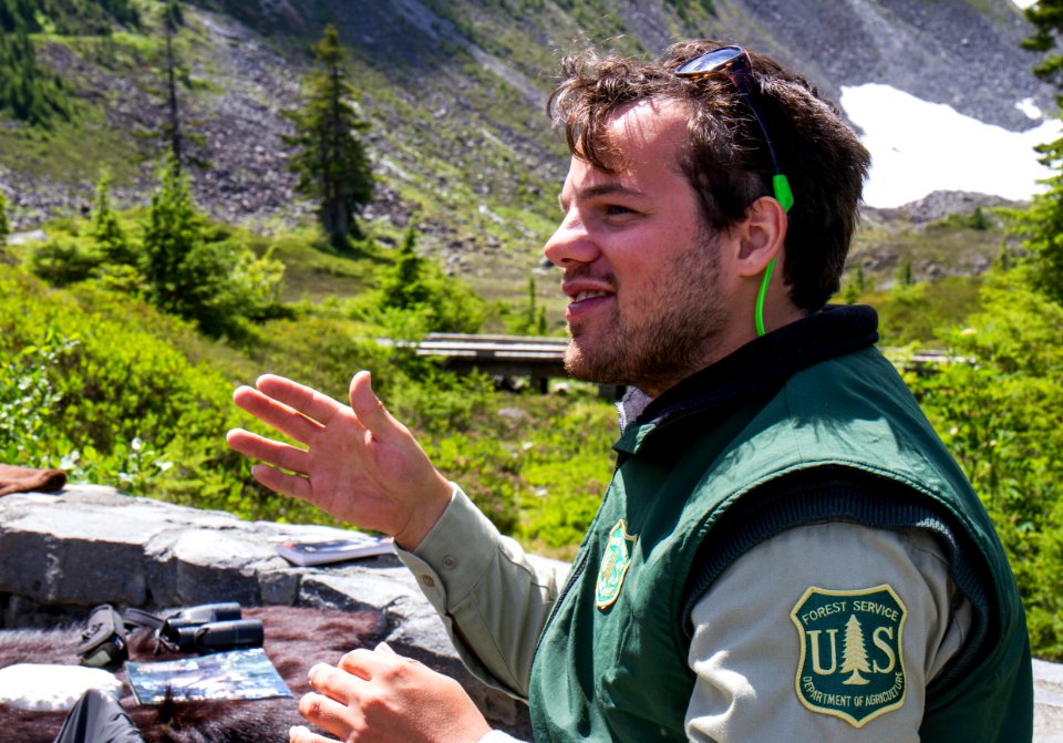 US Forest Service Ranger at Artists Ridge, Mt Baker Snoqualmie National Forest