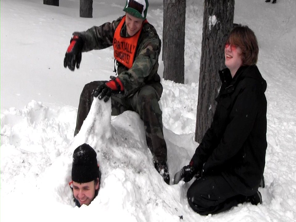 boys make snow shark, Mt Hood National Forest