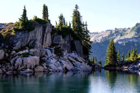 Lake and Cliff in the Alpine Lakes Wilderness, Mt Baker Snoqualmie National Forest
