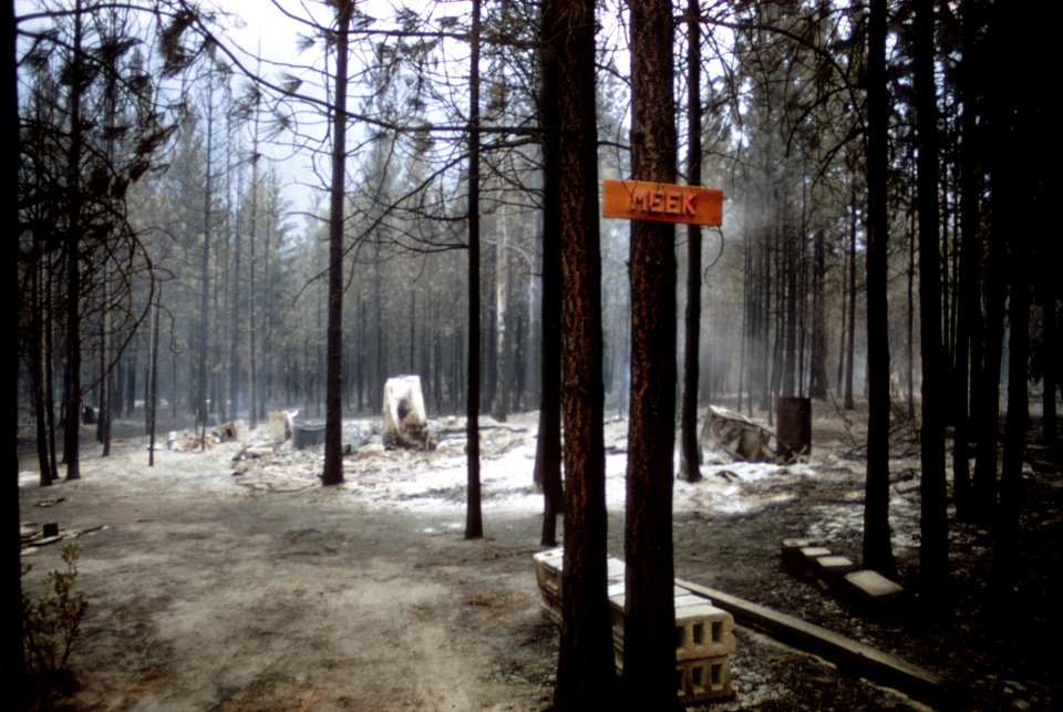 486 Entiat Fire, Wenatchee Nat'l Forest, burned out summer home, Brief, WA  1970