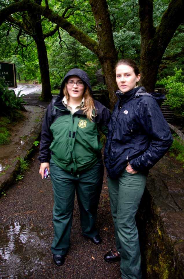 US Forest Service Women at Lower Horsetail Falls-Columbia River Gorge