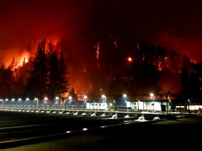 Eagle Creek Fire burned through the night on September 4, 2017