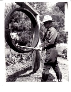 280385 Fire Gong at CCC Camp Snider, Olympic NF, WA 9-1933 photo