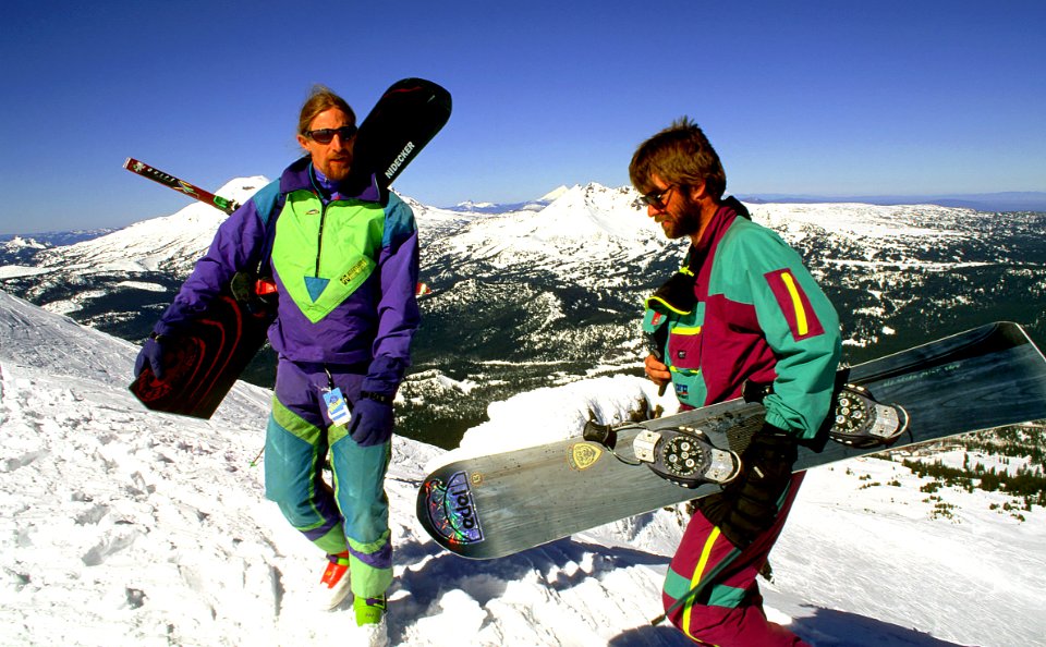 Snow Boarders on top of Mt Bachelor photo