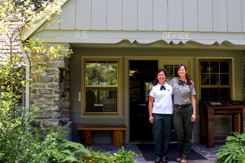 Pair of Female US Forest Service Rangers at Glacier Public Service Center, Mt Baker Snoqualmie National Forest