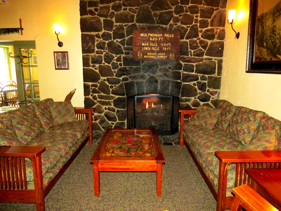 Fire Place at Multnomah Falls Lodge-Columbia River Gorge