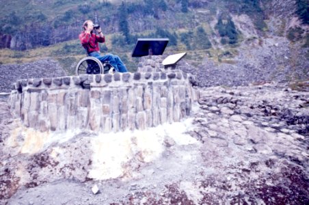 Man in Wheelchair at Heather Lake, Mt Baker Snoqualmie National Forest photo