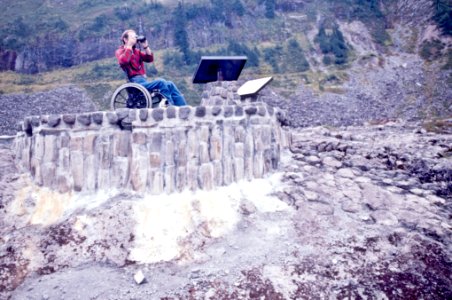 Man in Wheelchair at Heather Lake, Mt Baker Snoqualmie National Forest