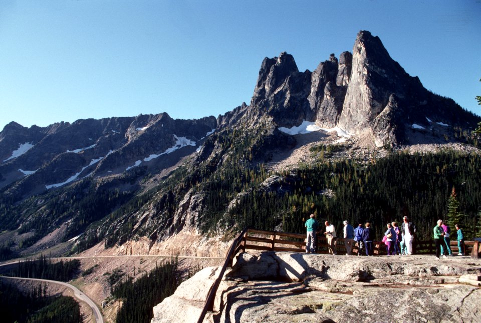 Recreation sightseeing at  Washington Pass Overlook, Okanogan-Wenatchee National Forest